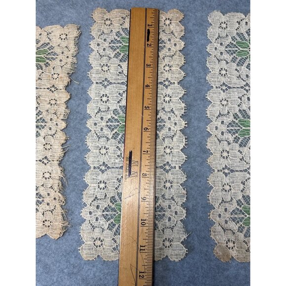 Vintage Handmade Crochet Lace Doilies Green Floral Accents Set 3 Table Decor 11" - Picture 7 of 9